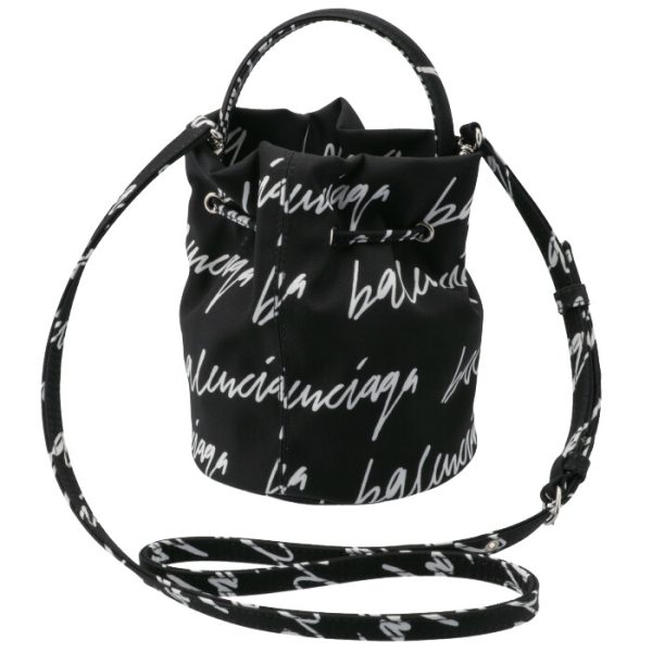 6194589miqn1090 2 Balenciaga Wheel XS Drawstring Bucket Bag Black