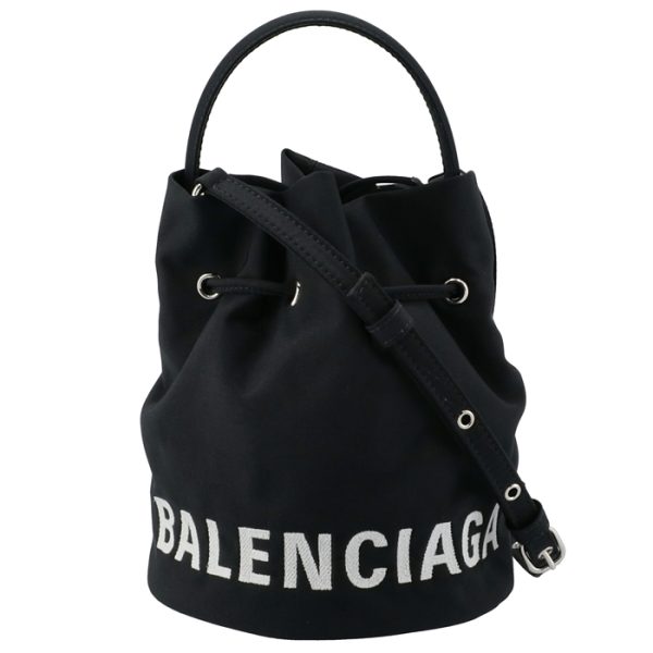 619458h852n1000 Balenciaga Wheel XS Drawstring Bucket Bag Black