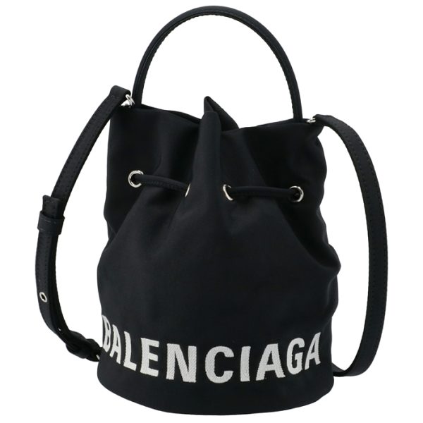 619458h852n1000 1 Balenciaga Wheel XS Drawstring Bucket Bag Black