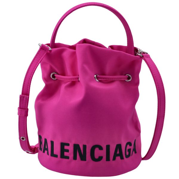 619458h852n5560 1 Balenciaga Wheel XS Drawstring Bucket Bag Pink