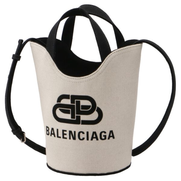 619979kmzg39260 1 Balenciaga Wave XS Canvas Bucket Bag White