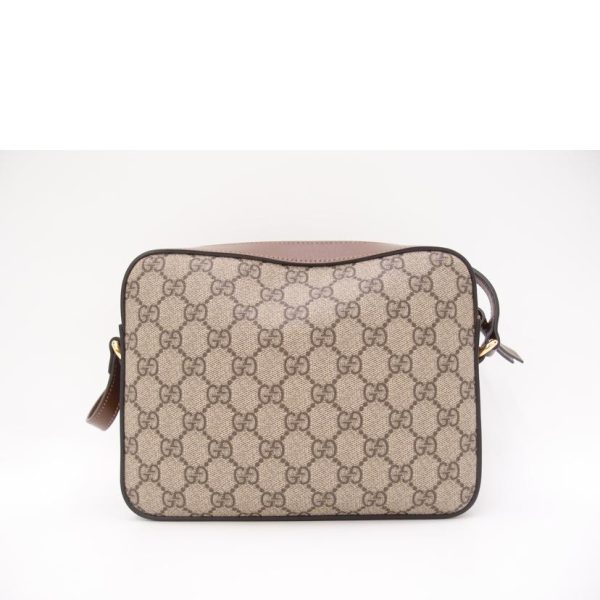 62062 2 Gucci GG Supreme Horsebit Shoulder Bag Brown