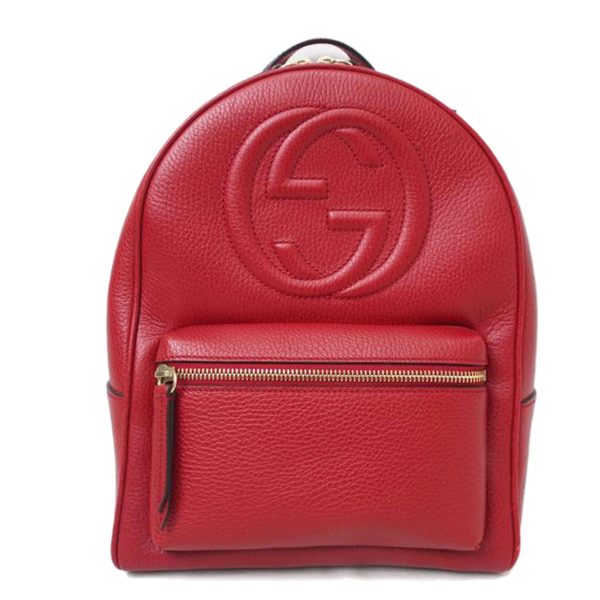 62072 1 Gucci Soho Interlocking Leather Backpack Red