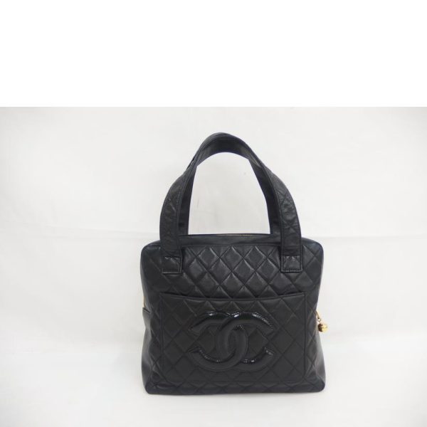 62083 2 Chanel Coco Mark Hand Tote Bag Black