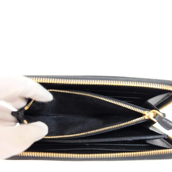 62298 5 PRADA Prada Saffiano Round Zipper Long Wallet Bag Black