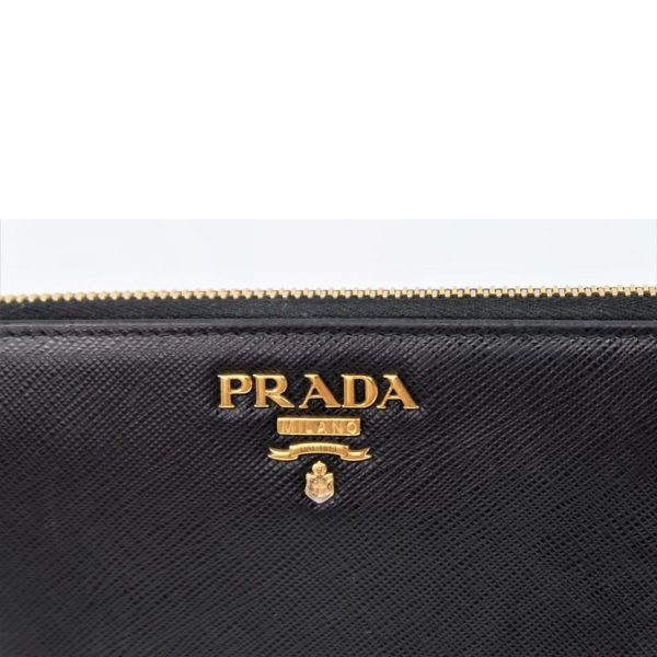 62298 7 PRADA Prada Saffiano Round Zipper Long Wallet Bag Black