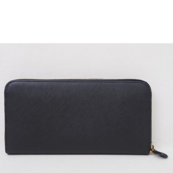 62546 2 PRADA Prada Saffiano Round Zipper Long Wallet Bag Black