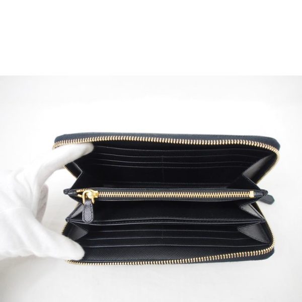 62546 7 PRADA Prada Saffiano Round Zipper Long Wallet Bag Black