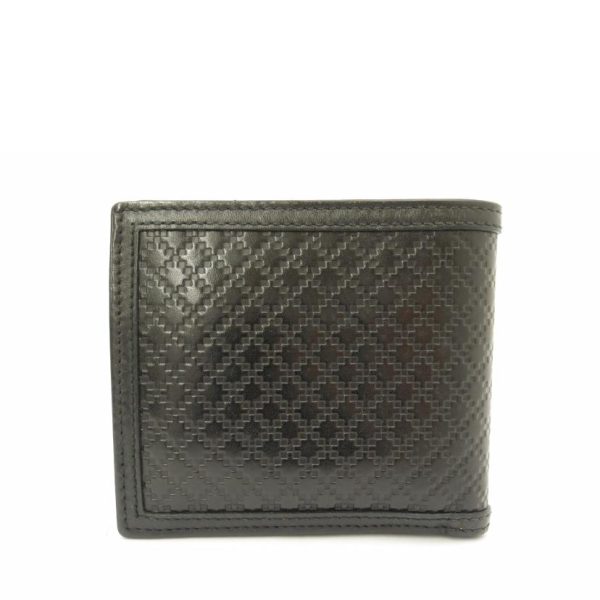 63048 2 GUCCI Black Leather Mens Diamante Bi Fold Wallet Black