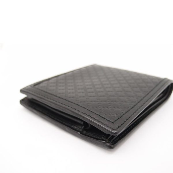 63048 3 GUCCI Black Leather Mens Diamante Bi Fold Wallet Black