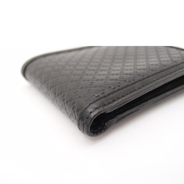 63048 6 GUCCI Black Leather Mens Diamante Bi Fold Wallet Black