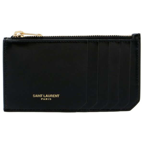 63199203p0j1000 1 Saint Laurent Paris Fragment Case Zip Card Case Credit Holder Black