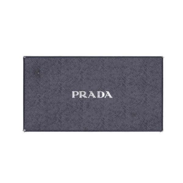 63330 6 Prada Nylon Round Zipper Long Wallet Bag Black