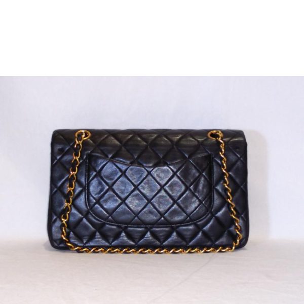 63582 2 Chanel Matelasse Double Flap Chain Shoulder Bag Black