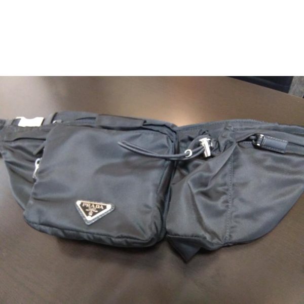 63631 2 PRADA Waist Pouch Bag Black