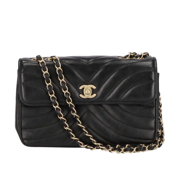 63653 1 Chanel V Stitch Double Flap Turn Lock Chain Shoulder Bag