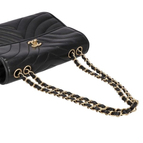 63653 4 Chanel V Stitch Double Flap Turn Lock Chain Shoulder Bag