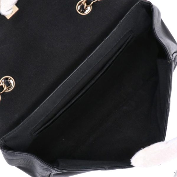 63653 5 Chanel V Stitch Double Flap Chain Shoulder Bag Black