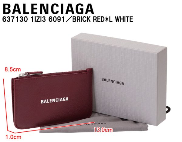 637130 1izi3 6091 1 BALENCIAGA Cash Zip Pouch Card Case Key Pouch Red x White