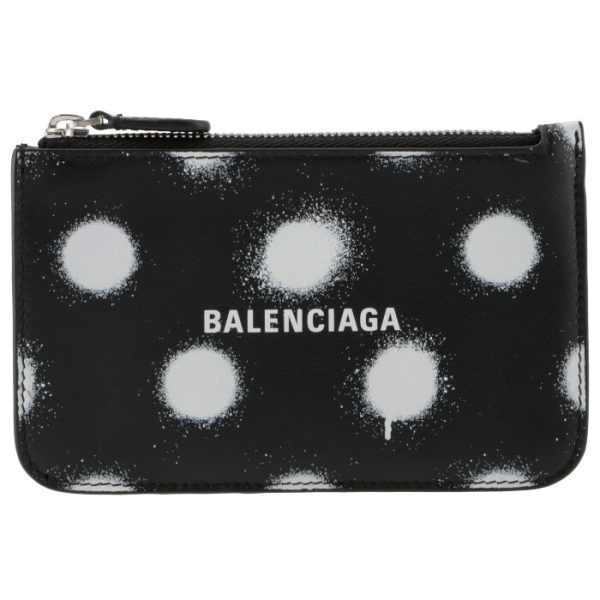 6371301wvg31097 1 Balenciaga Card Holder Coin Case Spray Dot Black White