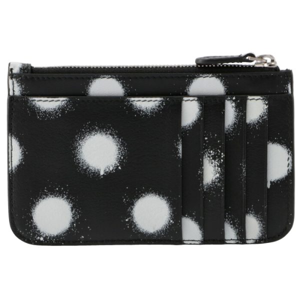 6371301wvg31097 2 Balenciaga Card Holder Coin Case Spray Dot Black White