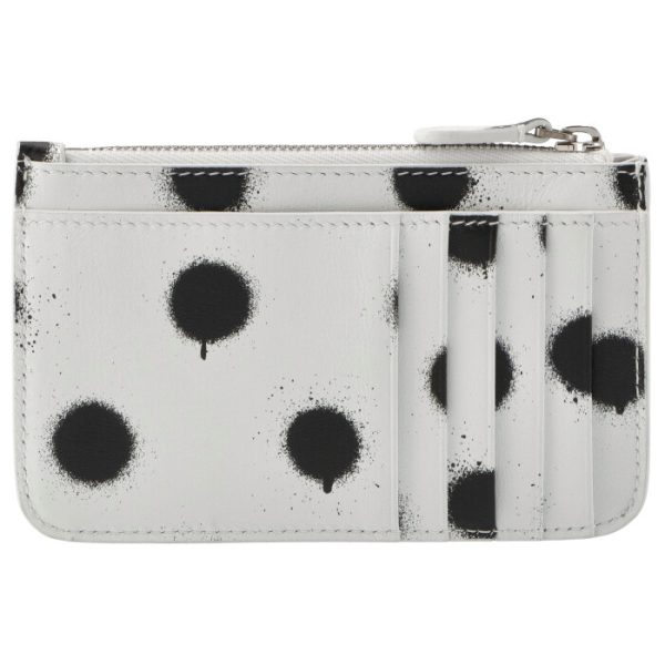 6371301wvg39188 2 Balenciaga Card Holder Coin Case Spray Dot White Black