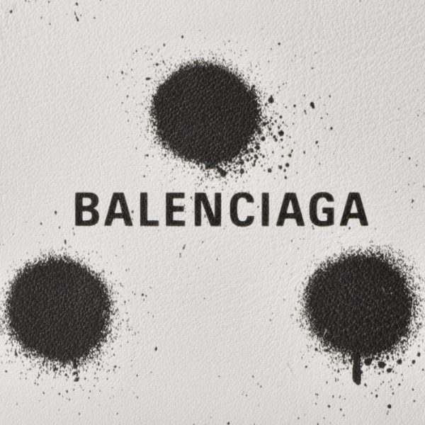 6371301wvg39188 3 Balenciaga Card Holder Coin Case Spray Dot White Black