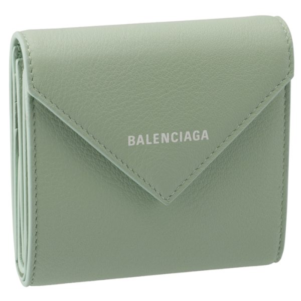 63745018d3n3906 Balenciaga Trifold Wallet Light Green