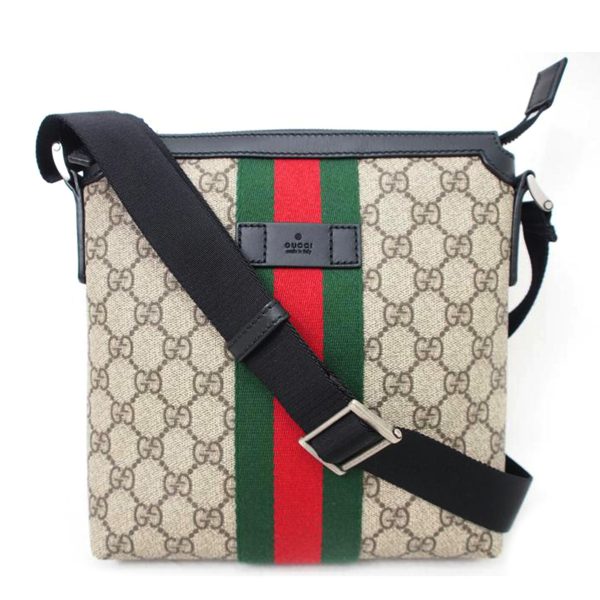 63871 1 Gucci GG Supreme Shoulder Sherry Line Bag Beige