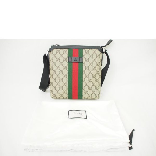 63871 9 Gucci GG Supreme Shoulder Sherry Line Bag Beige