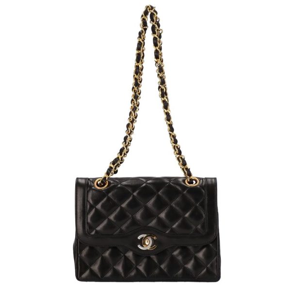 64029 1 Chanel Matelasse W Flap Chain Shoulder Bag Black