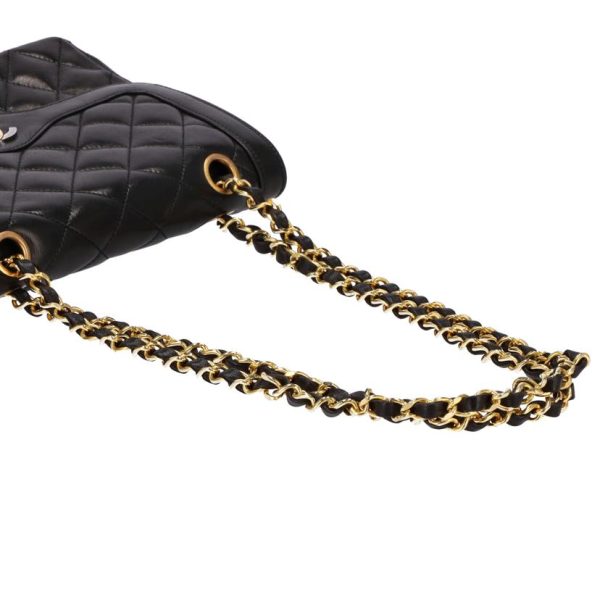 64029 4 Chanel Matelasse W Flap Chain Shoulder Bag Black