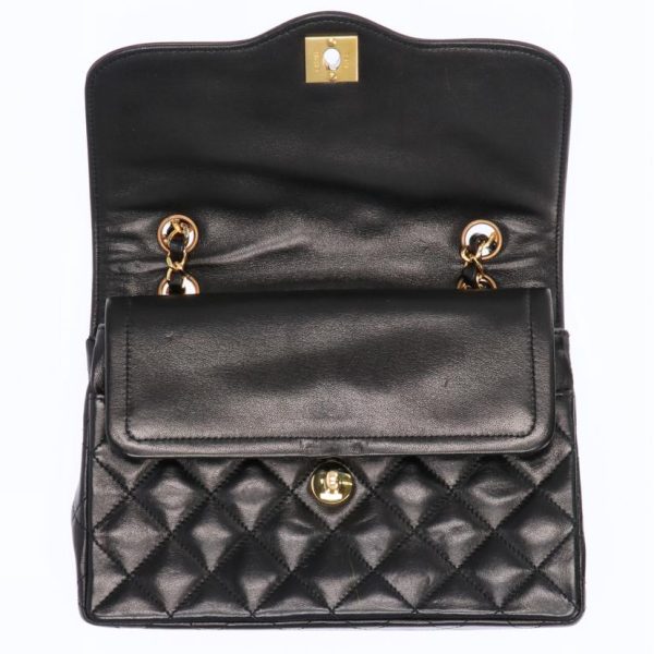 64029 5 Chanel Matelasse W Flap Chain Shoulder Bag Black