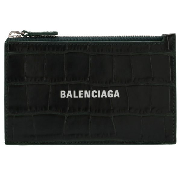 6405351rop33090 1 Balenciaga Croco Card Holder Coin Case Dark Green