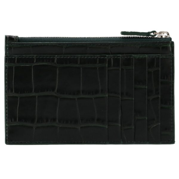 6405351rop33090 2 Balenciaga Croco Card Holder Coin Case Dark Green