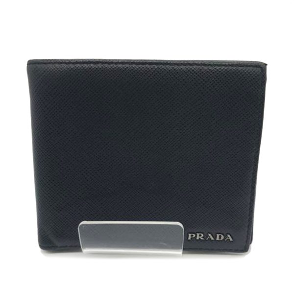 64290 1 PRADA Prada Saffiano Bi Fold Wallet Bag Black