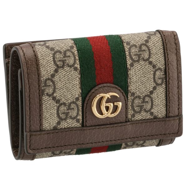 64433496iwg8745 GUCCI Ophidia GG Trifold Wallet Beige Ebony