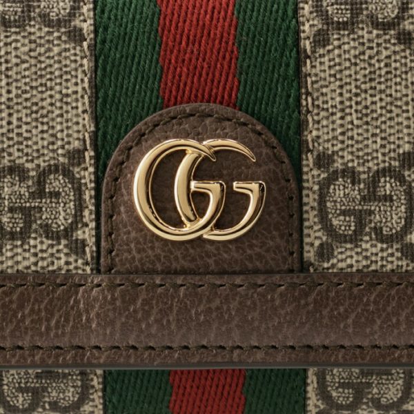 64433496iwg8745 3 GUCCI Ophidia GG Trifold Wallet Beige Ebony