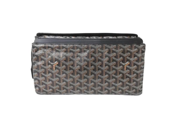 64487 d2 Goyard Miroir PM PVC Leather Clutch Bag Black Brown White