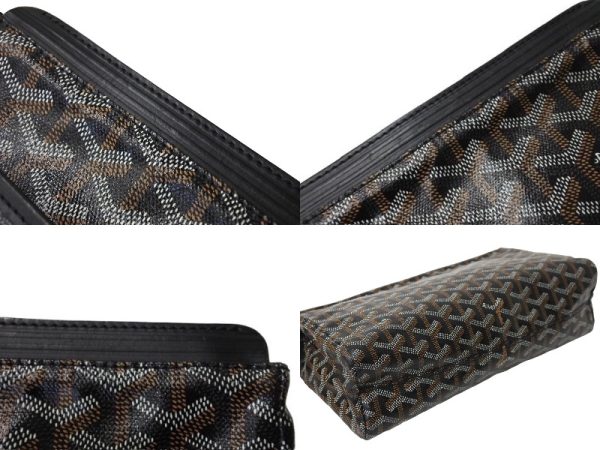 64487 d5 Goyard Miroir PM PVC Leather Clutch Bag Black Brown White