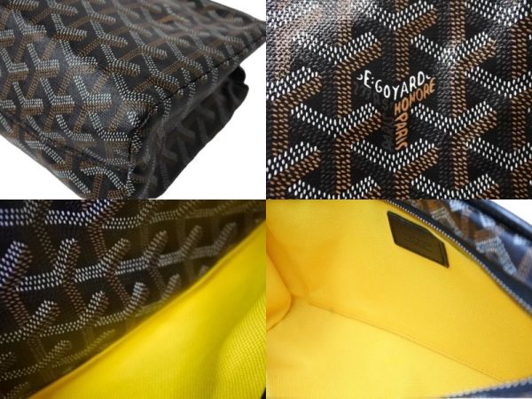 64487 d7 Goyard Miroir PM PVC Leather Clutch Bag Black Brown White