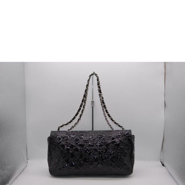 64493 2 Chanel Matelasse Icon Line W Flap Chain Shoulder Bag Black