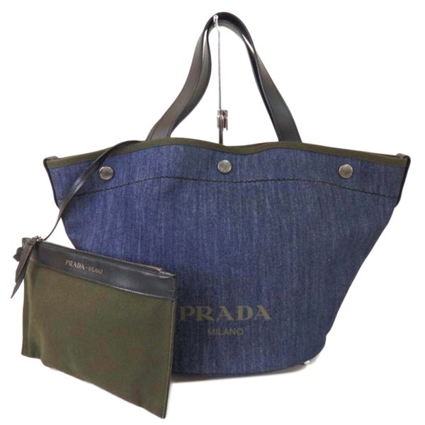 64905 1 Prada 2WAY Bag Denim City x Calf Blue