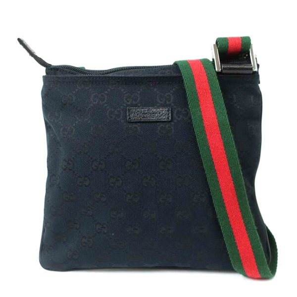 65080 1 GUCCI GG Canvas Shoulder Bag Sherry Line Black