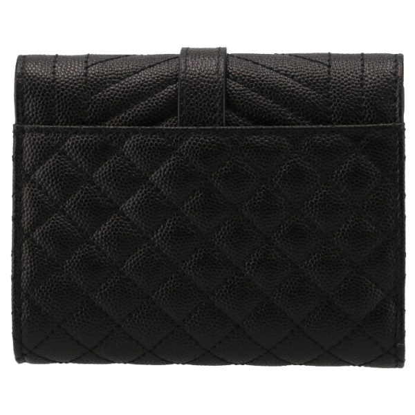 651028bow911000 2 Saint Laurent Paris Tri fold Mixed Matelasse Wallet Black