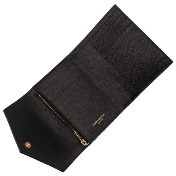 651028bow911000 4 Saint Laurent Paris Tri fold Mixed Matelasse Wallet Black