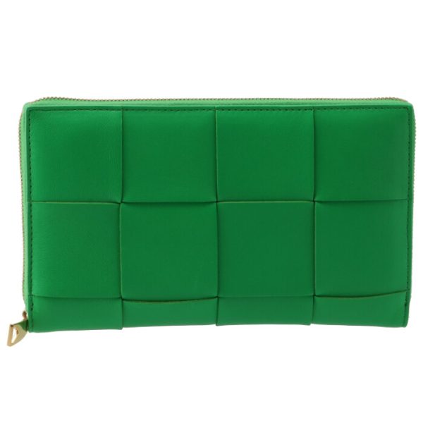 651368vcqc13722 1 Bottega Veneta Cassette Round Zip Wallet Paraquito Green