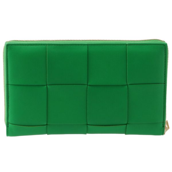 651368vcqc13722 2 Bottega Veneta Cassette Round Zip Wallet Paraquito Green