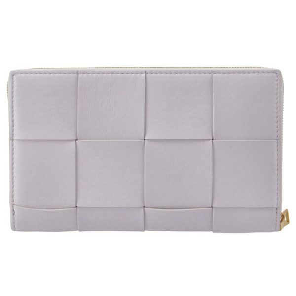 651368vcqc15308 2 Bottega Veneta Cassette Round Zip Wallet Light Purple