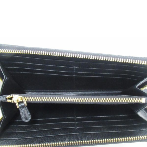 65269 4 Prada Saffiano Round Zipper Long Wallet Black